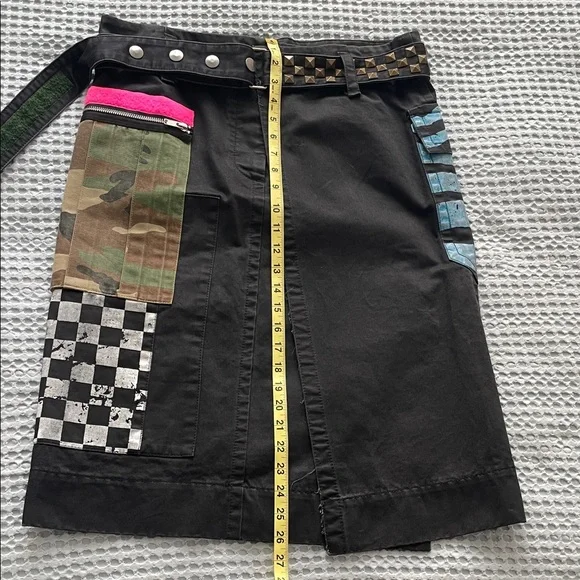 Marc Jacobs Resort 2017 Black Patchwork Cargo Midi Skirt with Belt - Picture 7 of 8